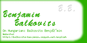 benjamin balkovits business card